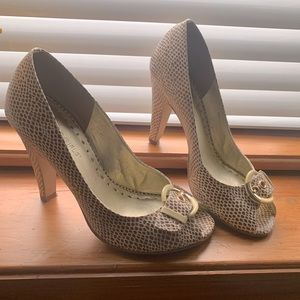 BCBG Snake skin heels